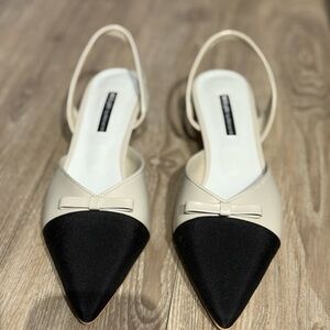 Elegant Black and Cream Women's Slingback Shoes